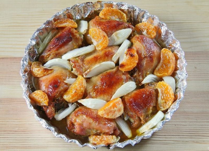 рецепт куриных бёдрышек в мандаринах